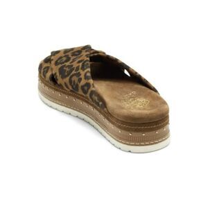 VINCE CAMUTO Womens Brown Leopard Print Rareden Platform Slide Sandals 5.5 M